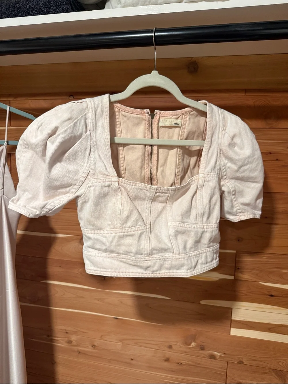 Ulla Johnson Blush Puff Sleeve Square-Neck Crop Top